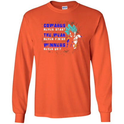 Cowards Never Start The Weak Never Finish Comic T-shirt Orange