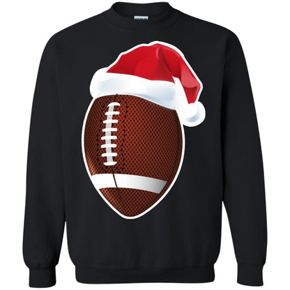 Football With Santa Claus Hat X-mas Shirt For Football Lovers Black