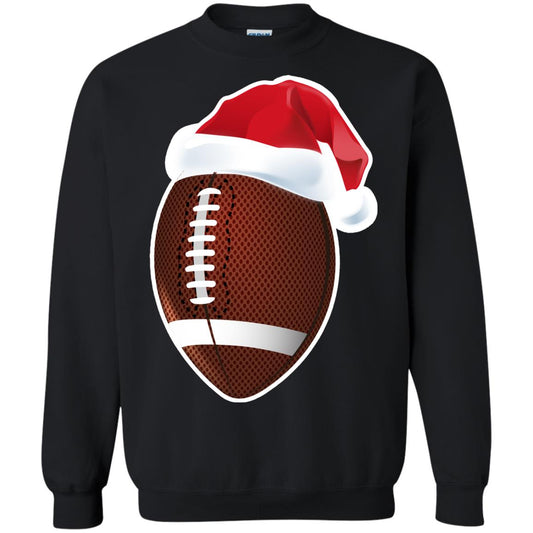 Football With Santa Claus Hat X-mas Shirt For Football Lovers Black