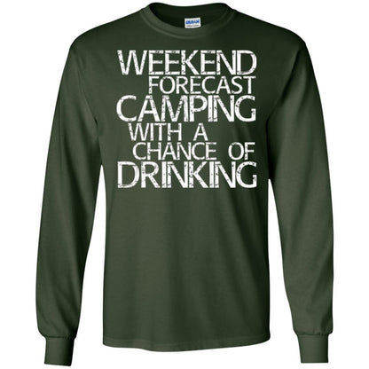 Wine Lovers T-shirt Weekend Forecast Camping Forest Green