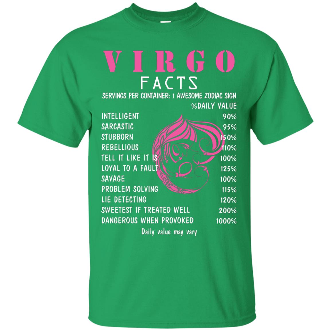 Virgo Facts 1 Awesome Zodiac Sign Gift Shirt For Virgo Horoscope Irish Green
