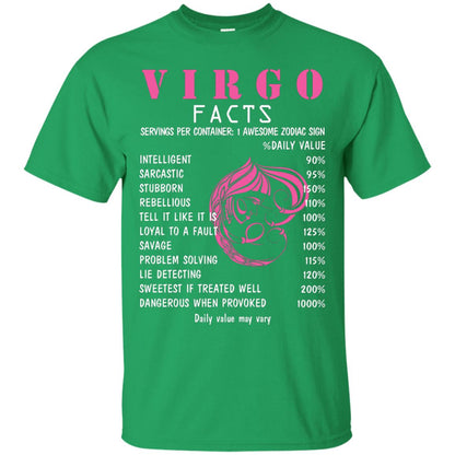 Virgo Facts 1 Awesome Zodiac Sign Gift Shirt For Virgo Horoscope Irish Green
