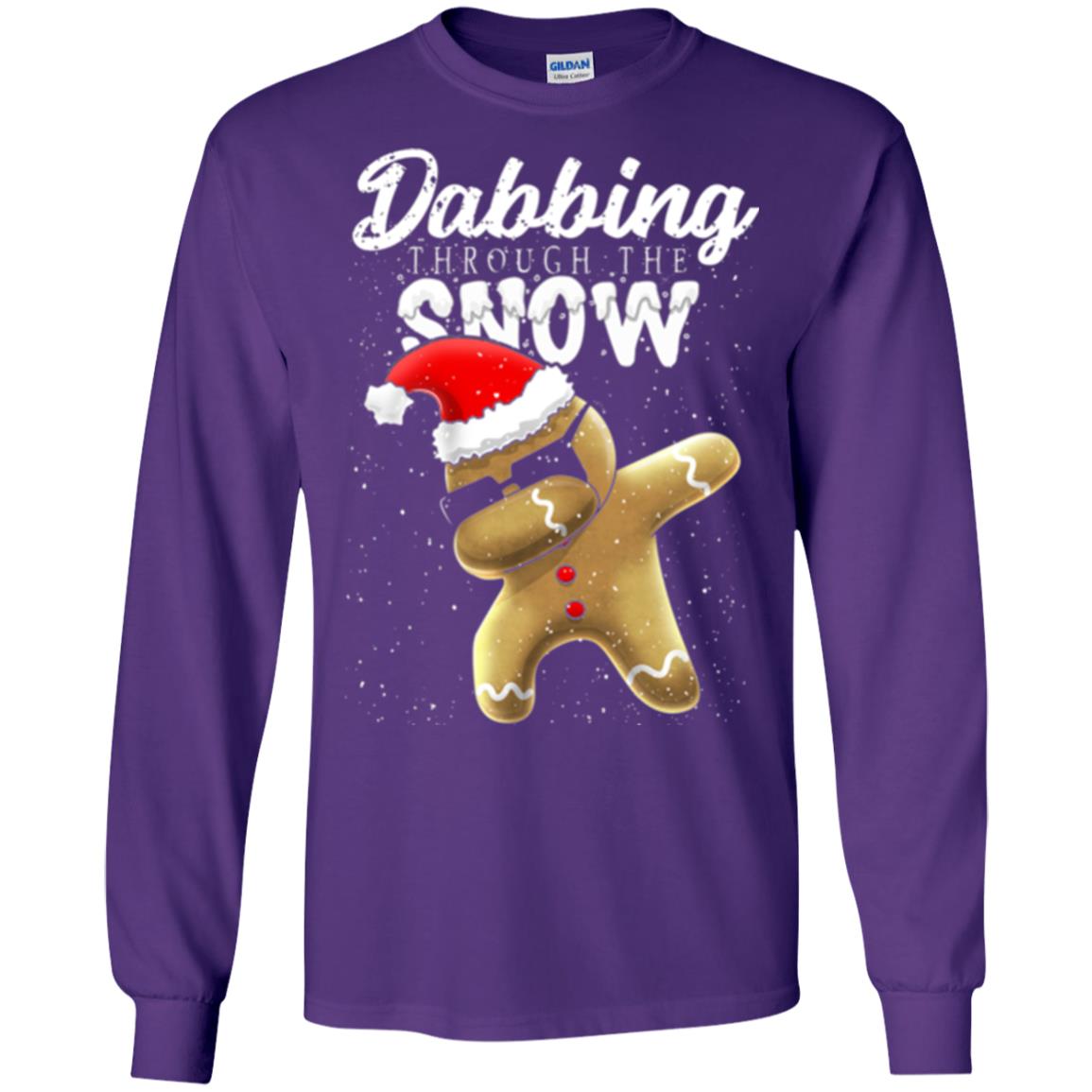 Dabbing Gingerbread T-shirt Dabbing Through The Snow Purple