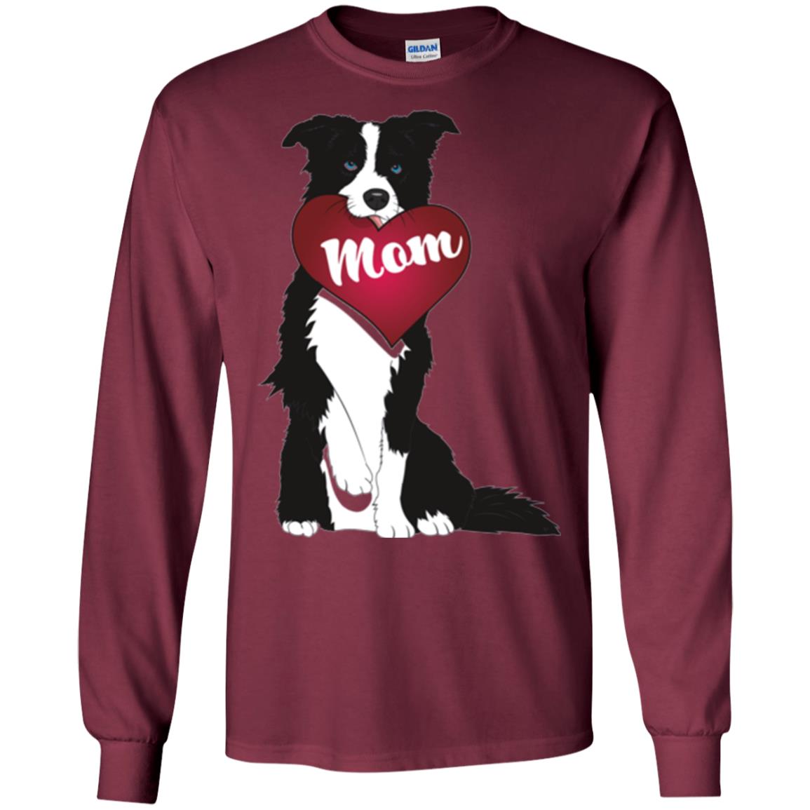 Dog Lover T-sshirt Border Collie Fetching Valentine Heart Maroon