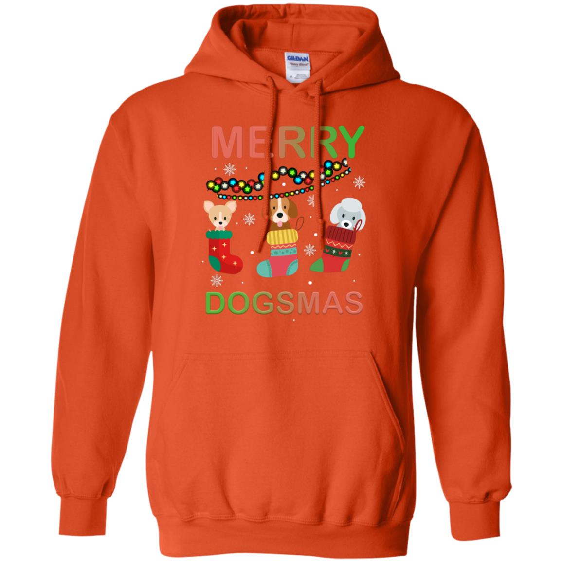 Merry Dogsmas X-mas Gift Shirt For Dogs Lovers Orange