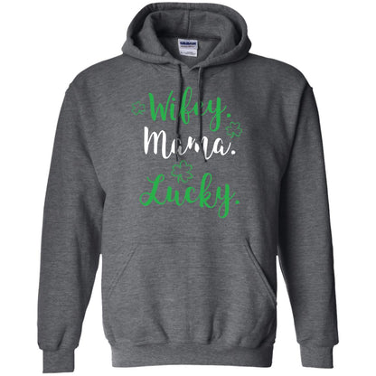 Wifey Mama Lucky Mom St Patricks Day T-shirt Dark Heather