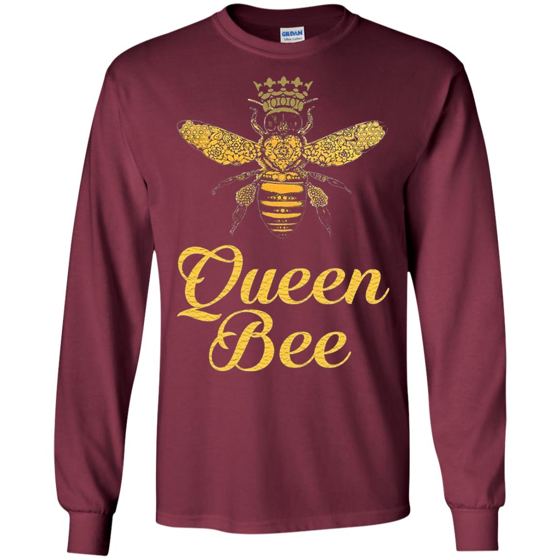 Bee Lover T-shirt Queen Bee Crown T-shirt Maroon