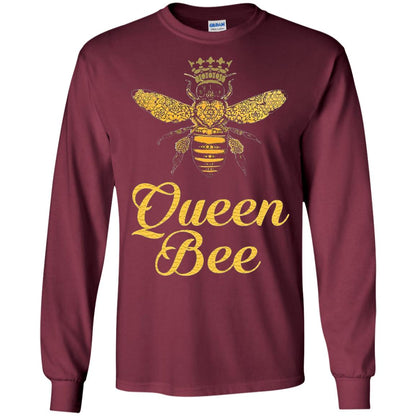 Bee Lover T-shirt Queen Bee Crown T-shirt Maroon