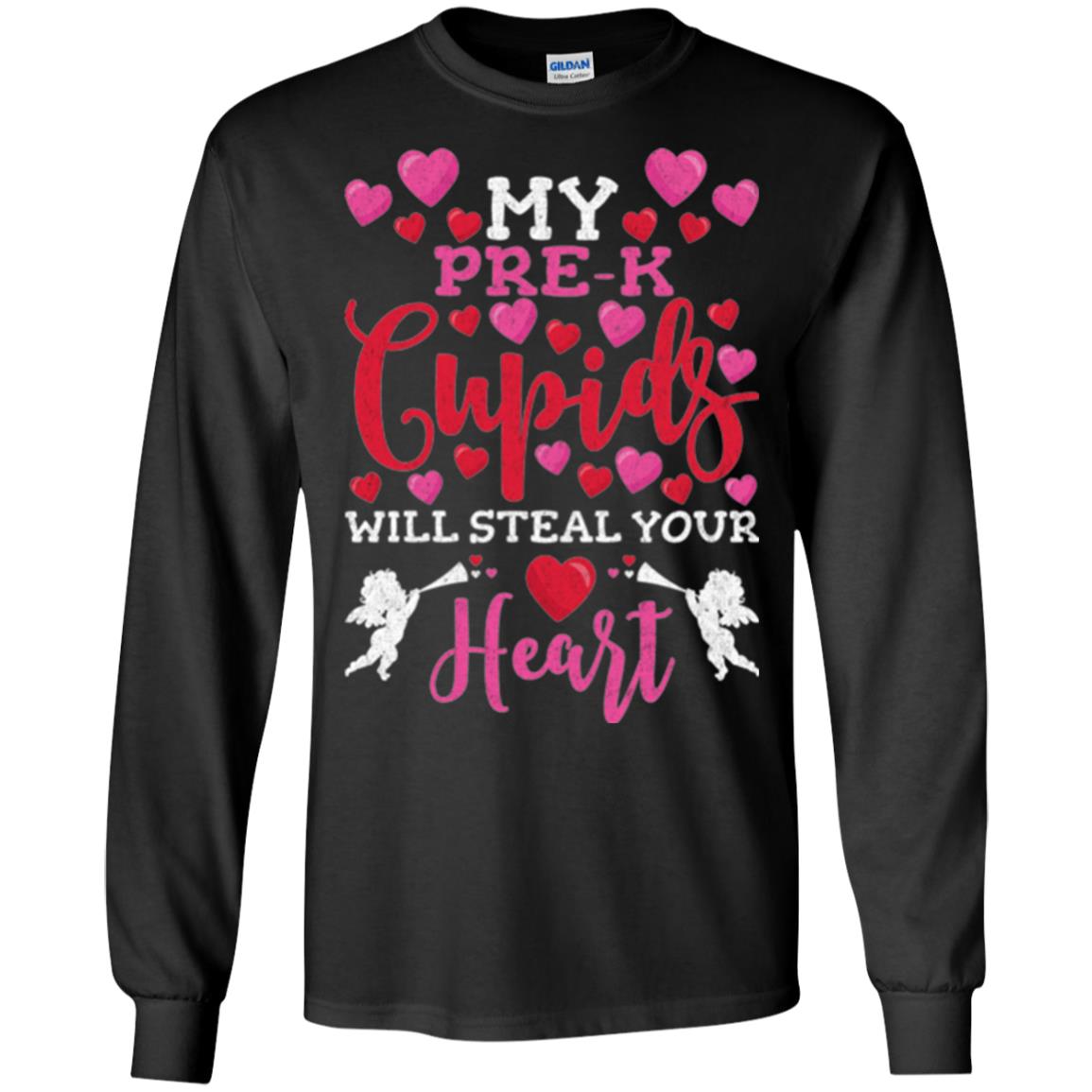 Teacher Valentines Day Shirt My Pre-k Cupids Will Steal Your Heart Black