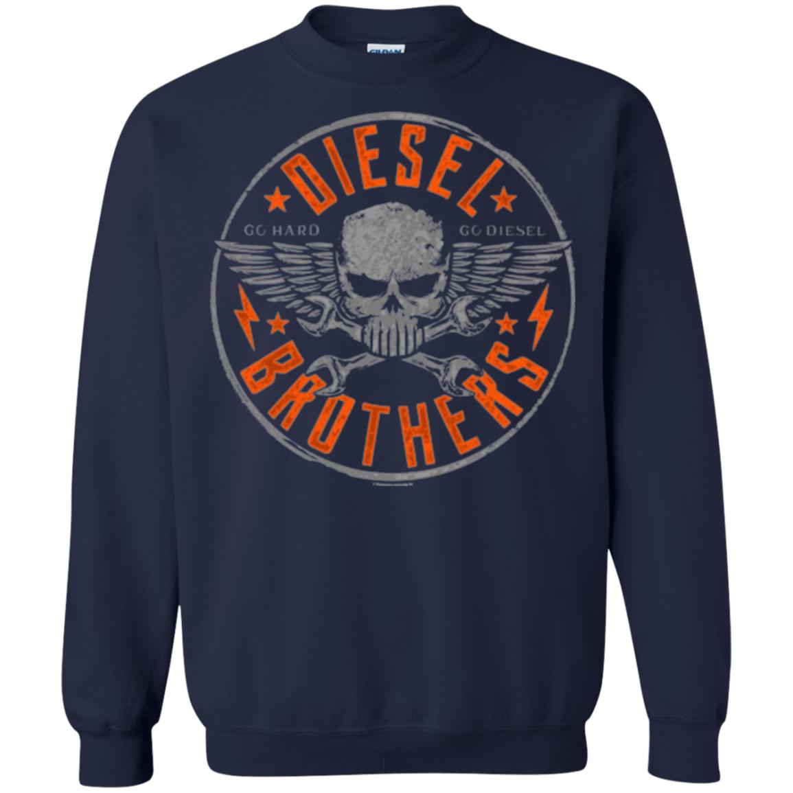 Skull Cross Wrench T-shirt Diesel Brothers Go Hard Go Diesel Navy