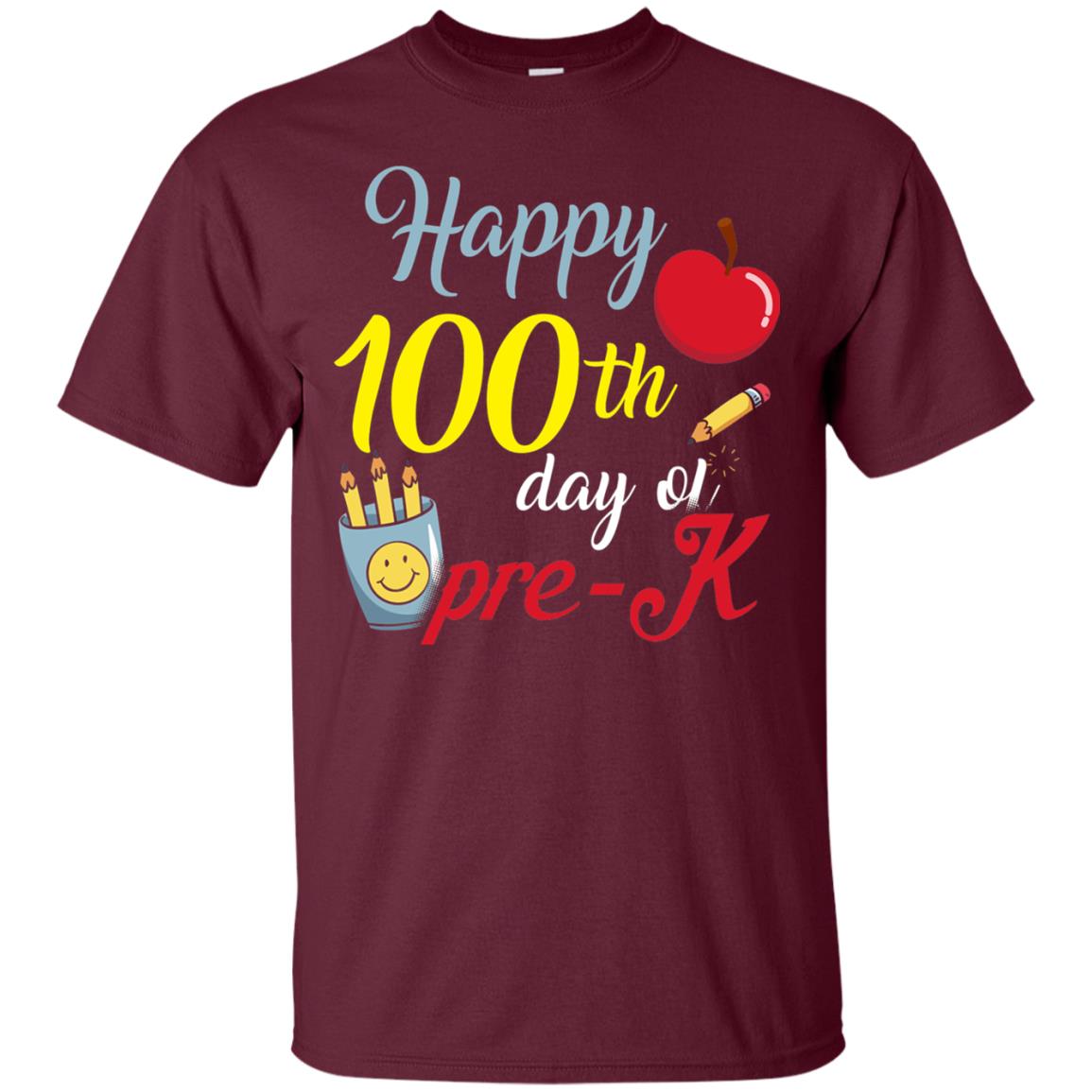 Kindergarter T-shirt Happy 100th Day Of Pre-k Maroon