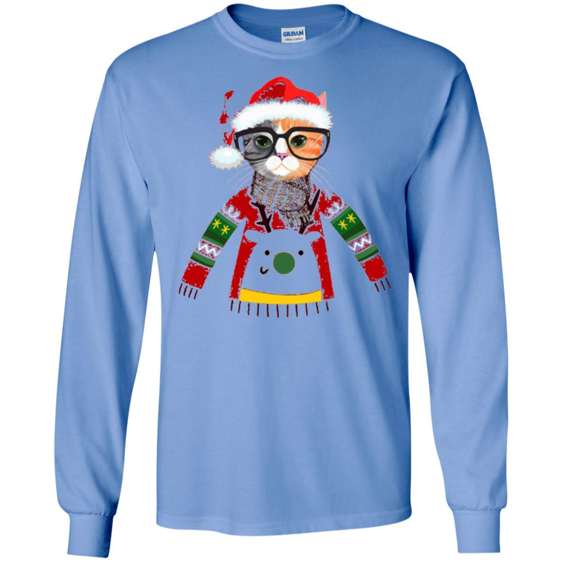 Christmas T-shirt Cat Lover Meowy Christmas T-shirt Carolina Blue