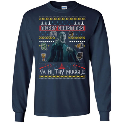 Merry Christmas Ya Filthy Muggle Harry Potter Fan T-shirtG240 Gildan LS Ultra Cotton T-Shirt