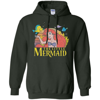 Cartoon T-shirt Mermaid Ariel Flounder Forest Green