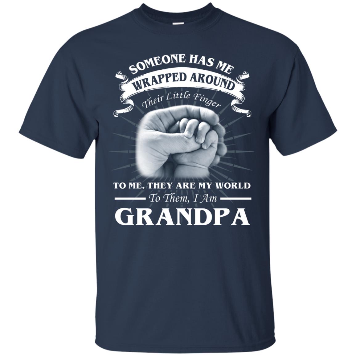 They Are My World To Them I Am Grandpa Papa Shirt Navy