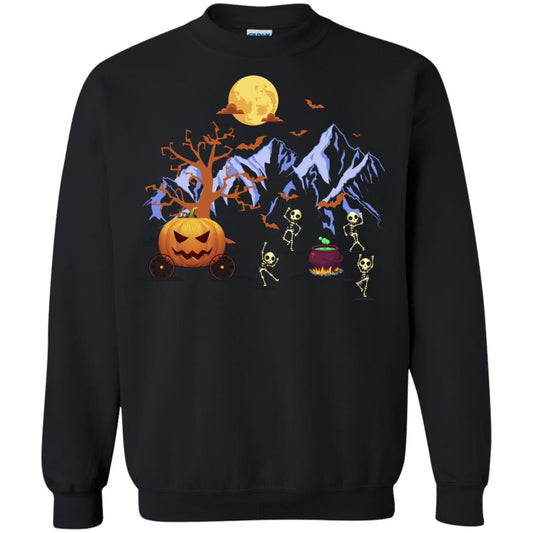 Dancing Skeleton With Pumpkin Funny Halloween Gift Shirt Black