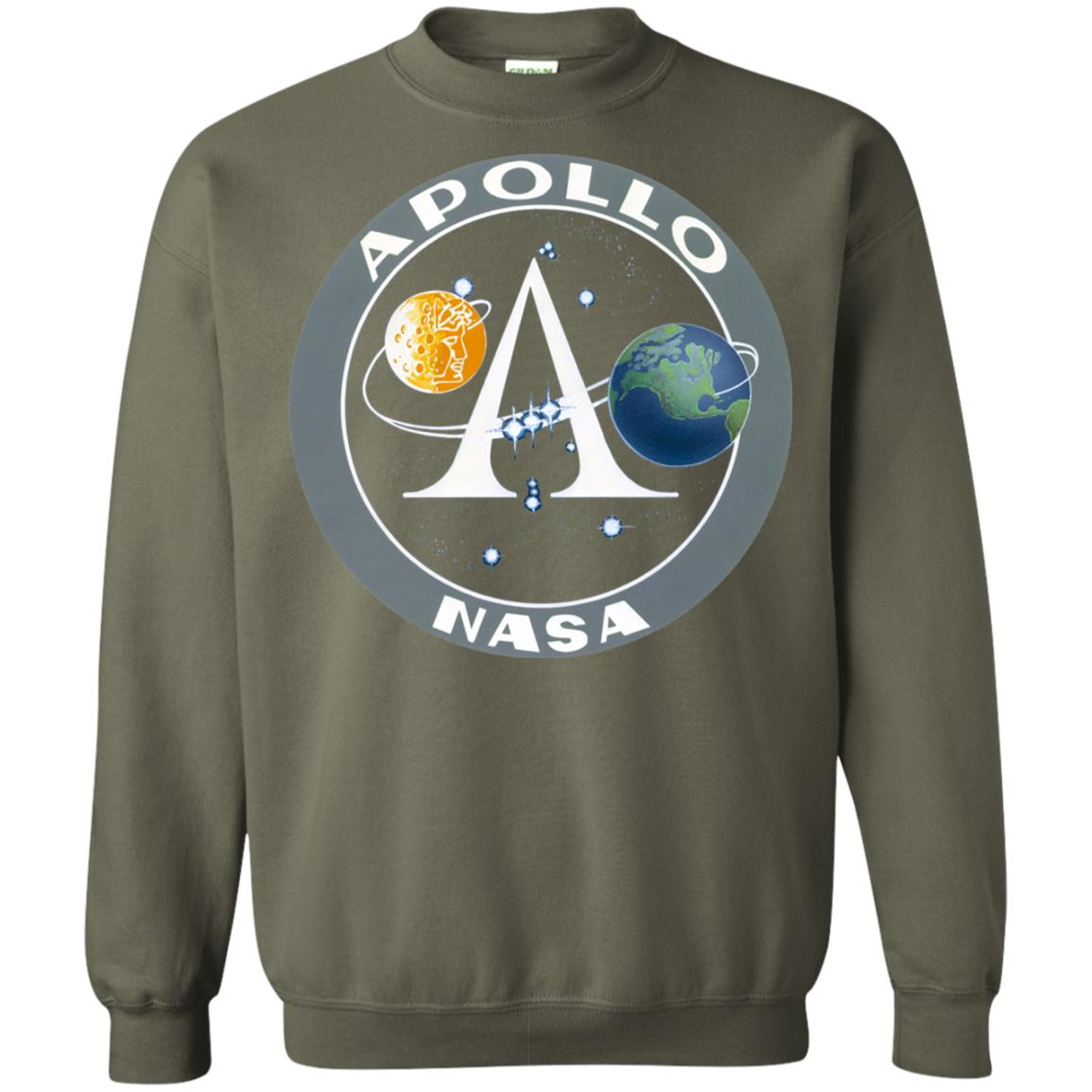 Apollo Program Moon Landing Patch Print Nasa Astronomy T-shirt Military Green