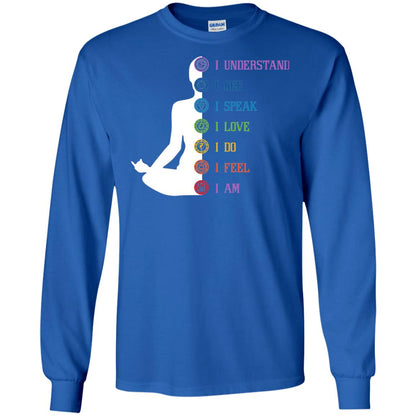 Chakra Meditation Yoga T-shirt I Speak I Love I Do I Feel I Am Royal