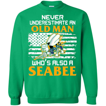 Navy Seabee Veteran T-shirt Never Underestimate An Old Man Irish Green