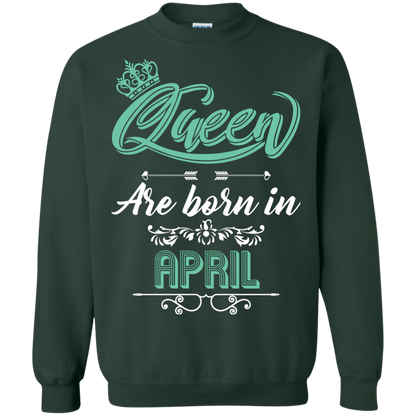 Brithday T-Shirt Queen Are Born In April Forest Green