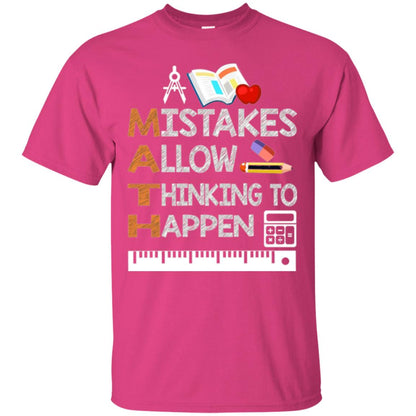 Math Lover T-shirt Mistakes Allow Thinking To Happen Heliconia
