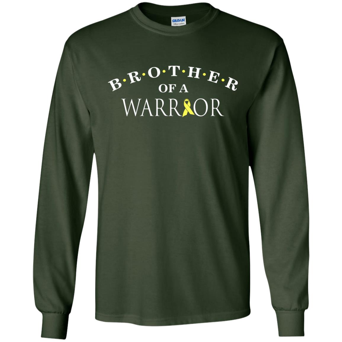 Brother Is A Warrior Childhood Cancer Awareness T-shirt Forest Green