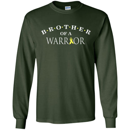 Brother Is A Warrior Childhood Cancer Awareness T-shirt Forest Green