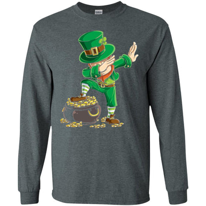 Dabbing Leprechaun Saint Patrick's Day T-shirt Dark Heather