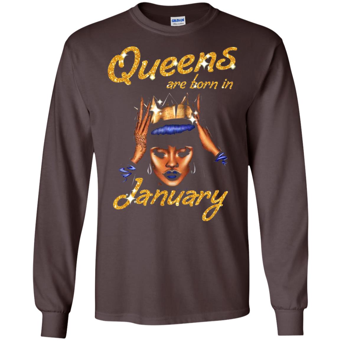 Birthday T-shirt Queens Are Born In January Dark Chocolate