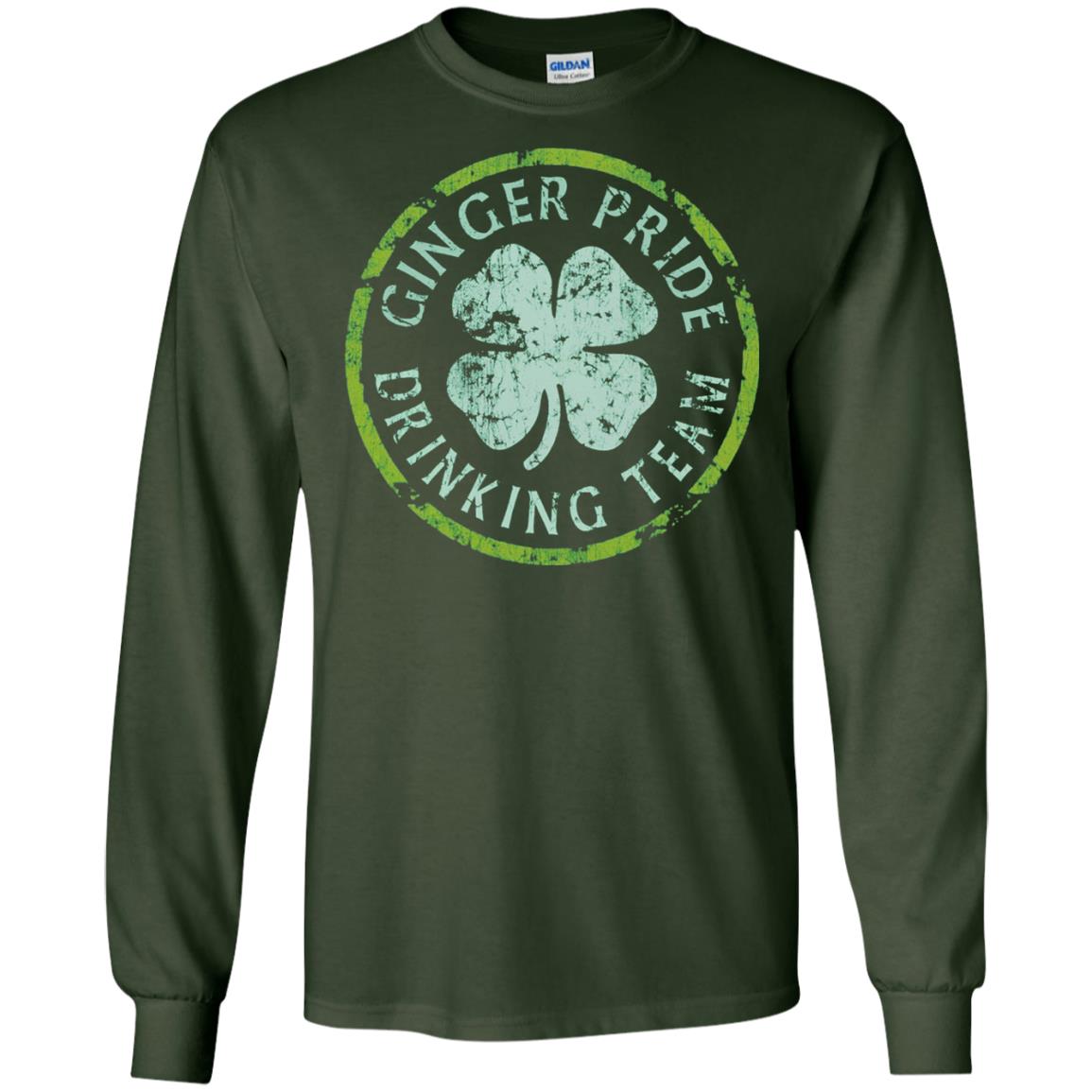 Funny Ginger Pride Drinking Team Irish T-shirt Forest Green