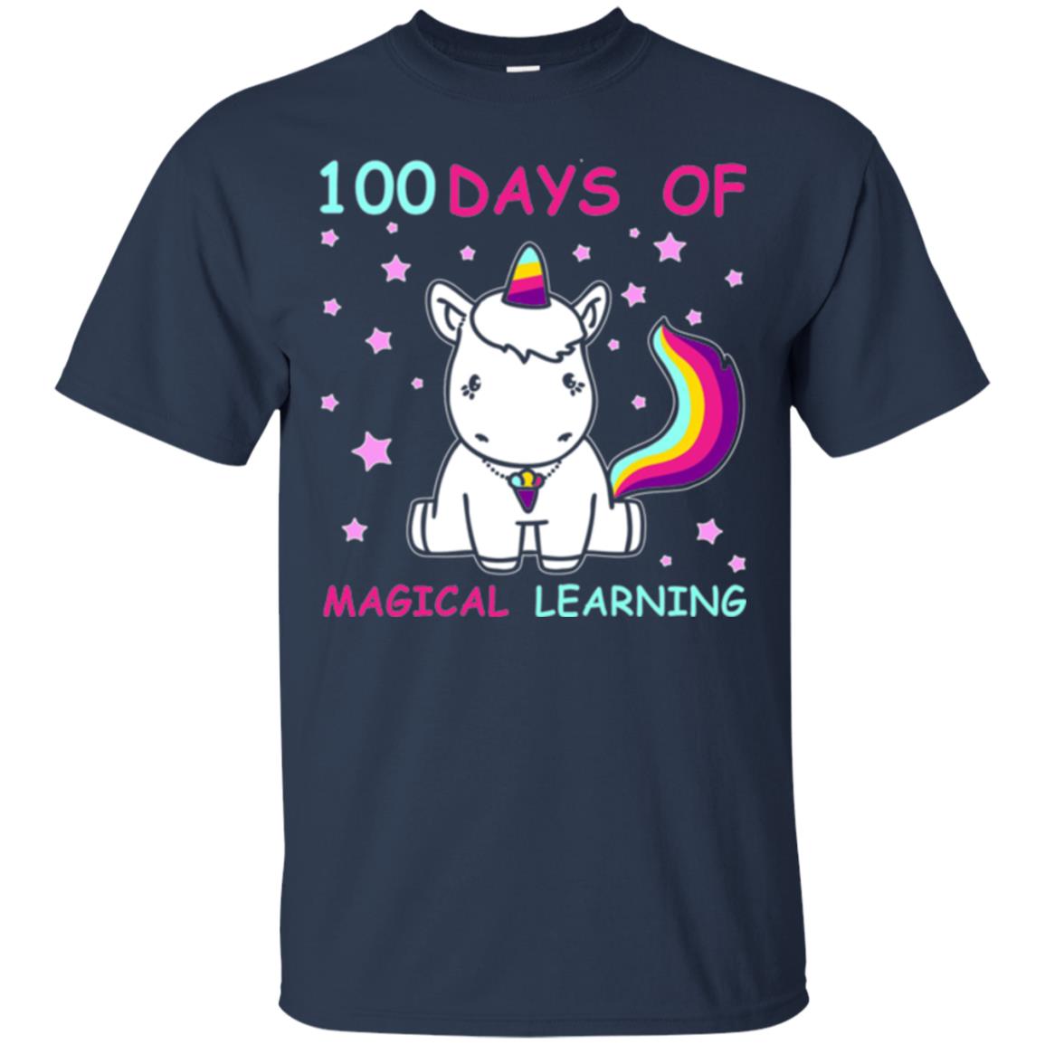 Unicorn Lover T-shirt 100 Days Of Mgical Learning Navy