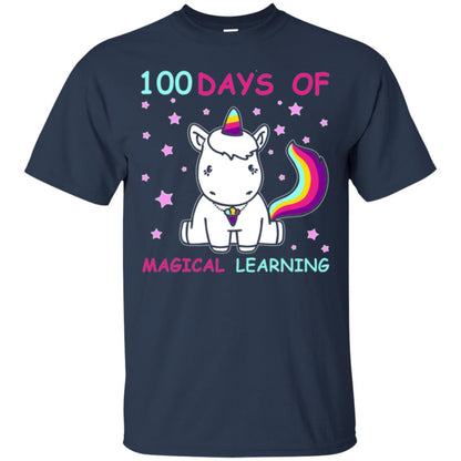 Unicorn Lover T-shirt 100 Days Of Mgical Learning Navy