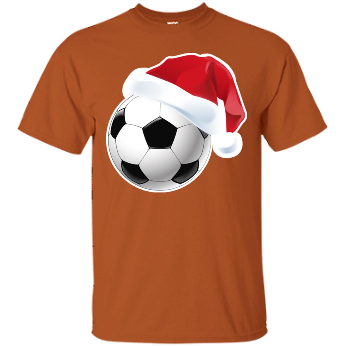 Soccer With Santa Claus Hat X-mas Shirt For Soccer Lovers Texas Orange