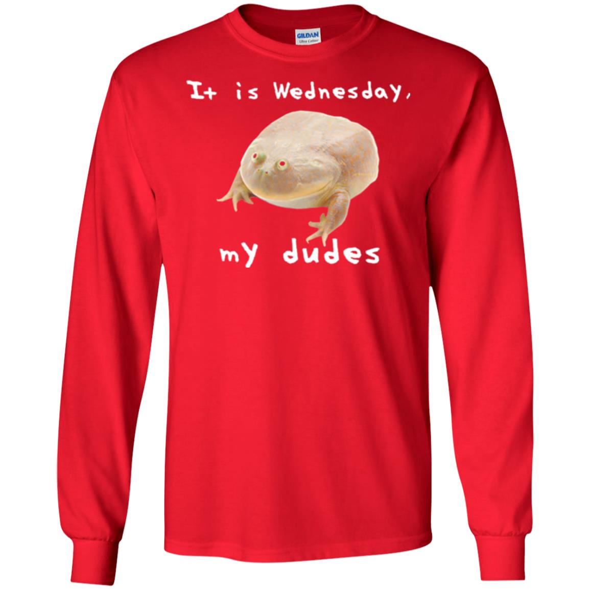Funny Frog T-shirt It Is Wednesday My Dudes Red