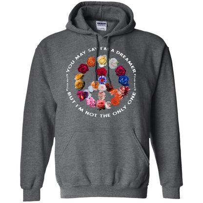You May Say I_m A Dreamer But I_m Not The Only One Floral Peace Sign Shirt Dark Heather