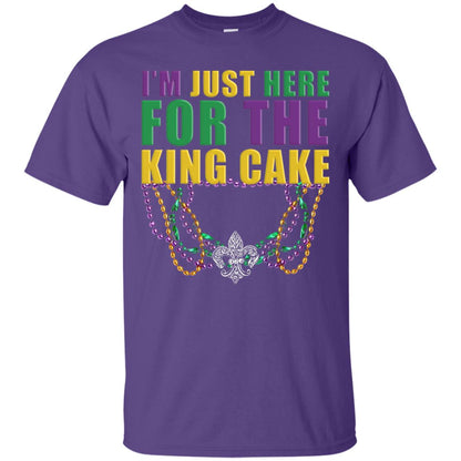 Mardi Gras Beads T-shirt I_m Just Here For The King Cake Purple