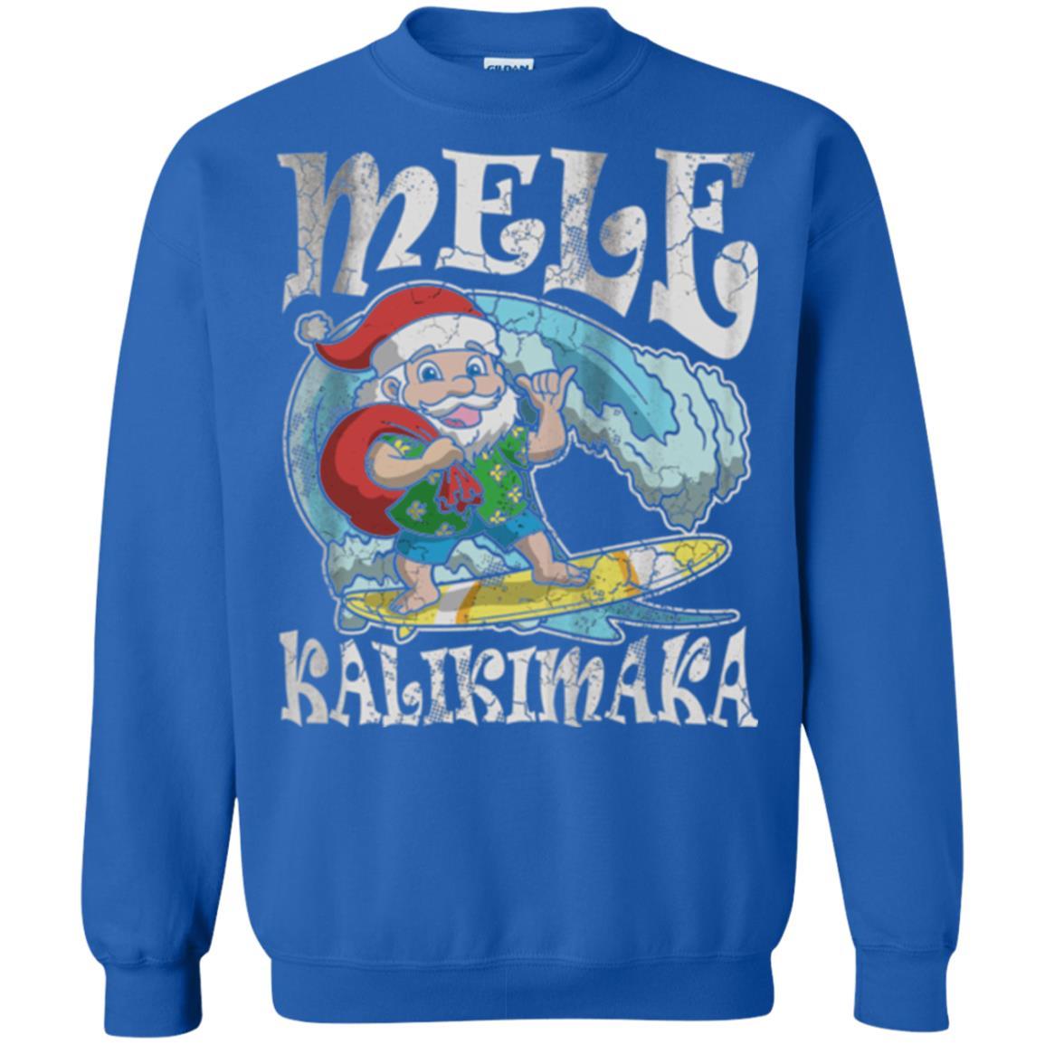 Christmas T-shirt Mele Kalikimaka Santa Hawaii Royal
