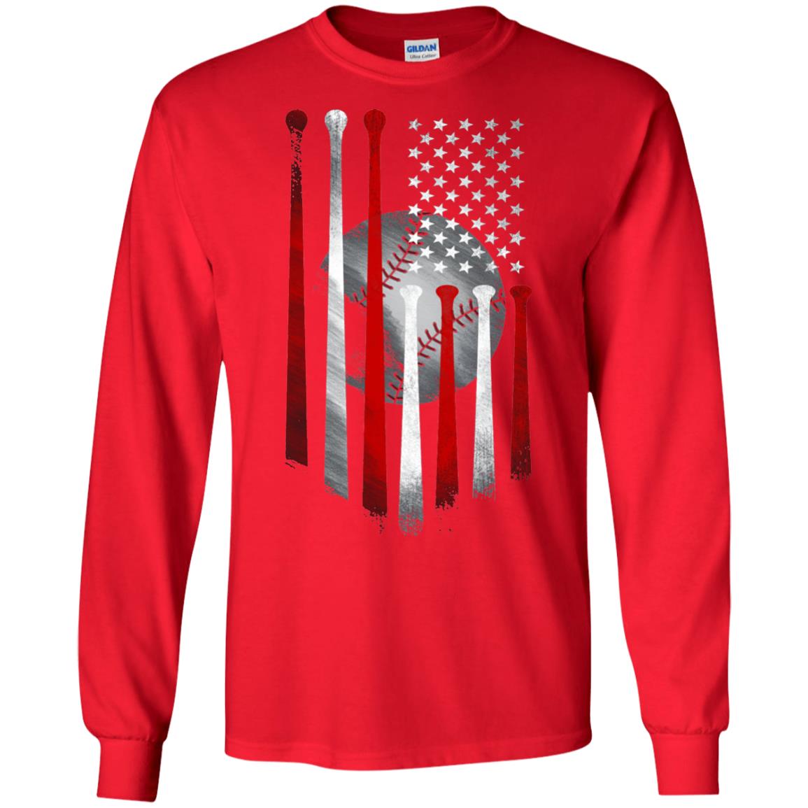 American Flag Baseball Flag Baseball Lover T-shirt Red