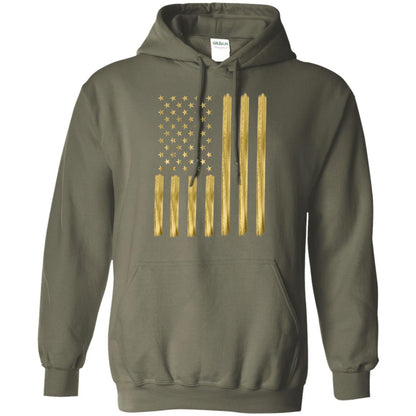 Faux Gold Paint American Flag T-shirt Military Green
