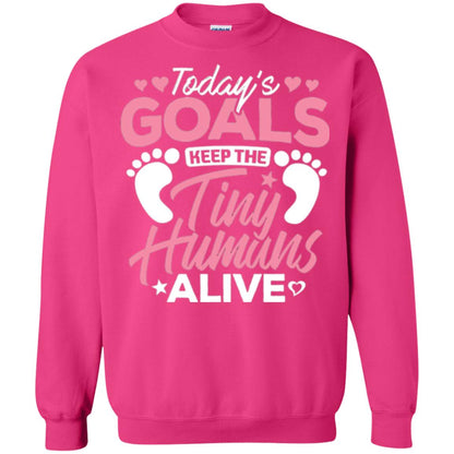 Mommy T-shirt Today_s Goal Keep The Tiny Humans Alive Heliconia