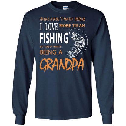 Fishing Buddy Fishing Grandpa T-shirt Love More Than Fishing Navy