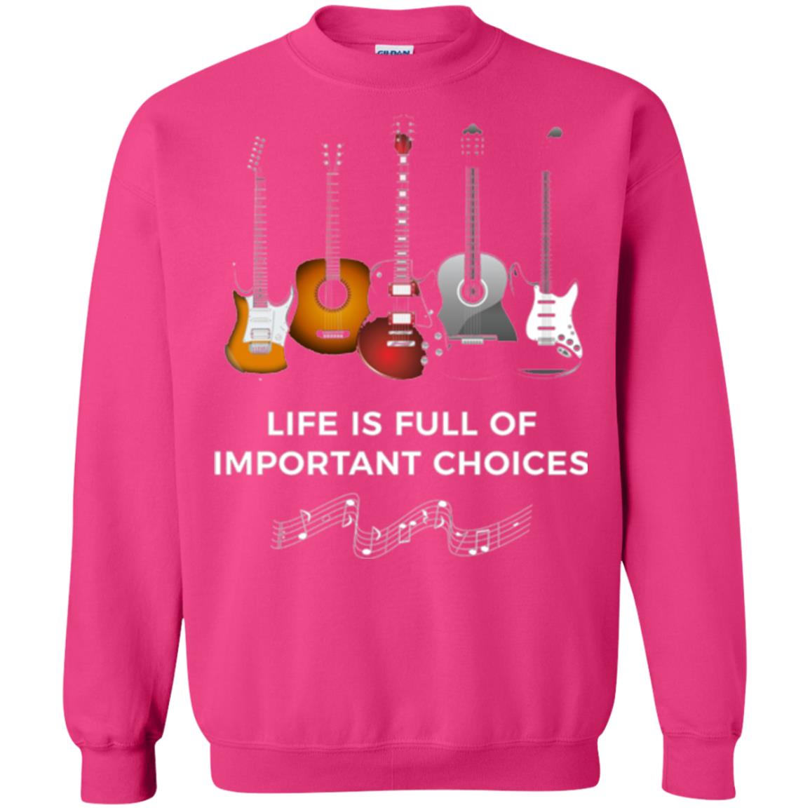 Funny Guitar T-shirt Life Is Full Of Important Choices Heliconia