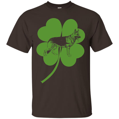 German Shepherd Shamrock St. Patrick_s Day T-shirt Dark Chocolate