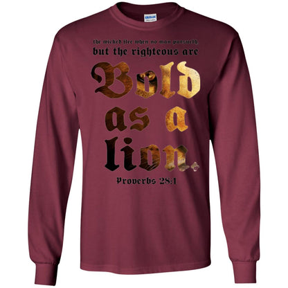 Christian T-shirt Bold As A Lion Maroon