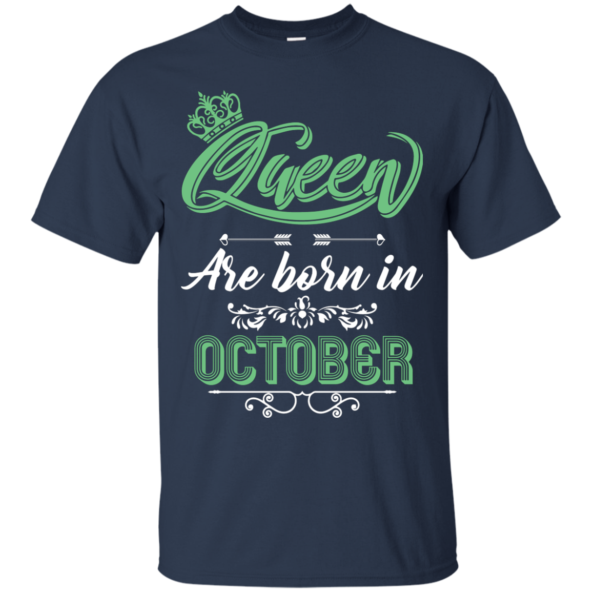 Brithday T-Shirt Queen Are Born In October Navy