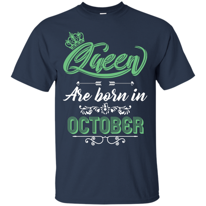 Brithday T-Shirt Queen Are Born In October Navy