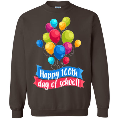 Happy 100th Day Of School Colorful Balloons Funny T-shirt Dark Chocolate