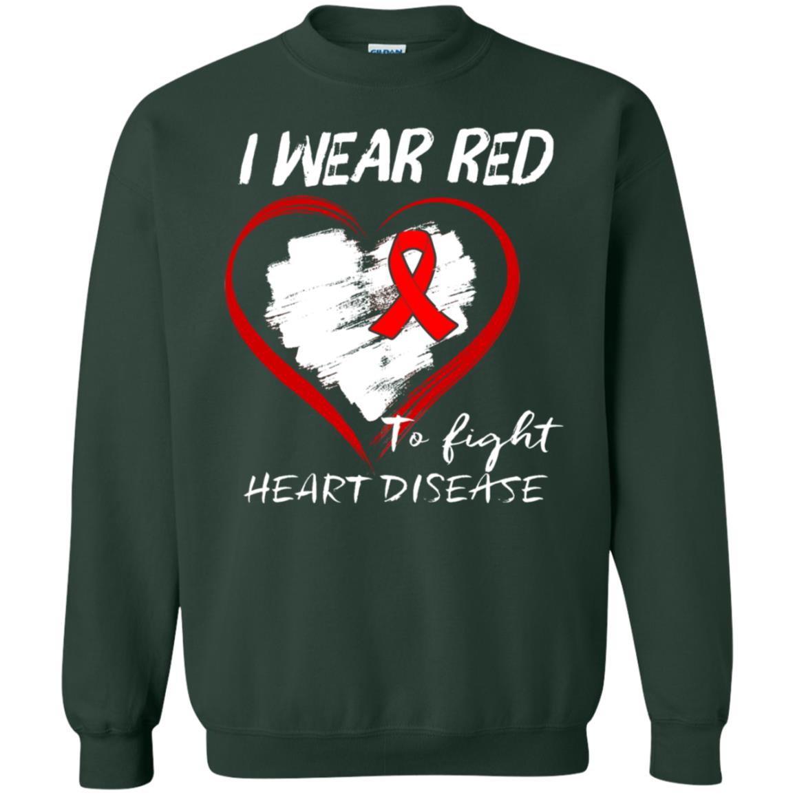 I Wear Red To Fight Heart Disease Shirt Forest Green