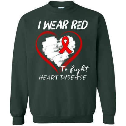 I Wear Red To Fight Heart Disease Shirt Forest Green
