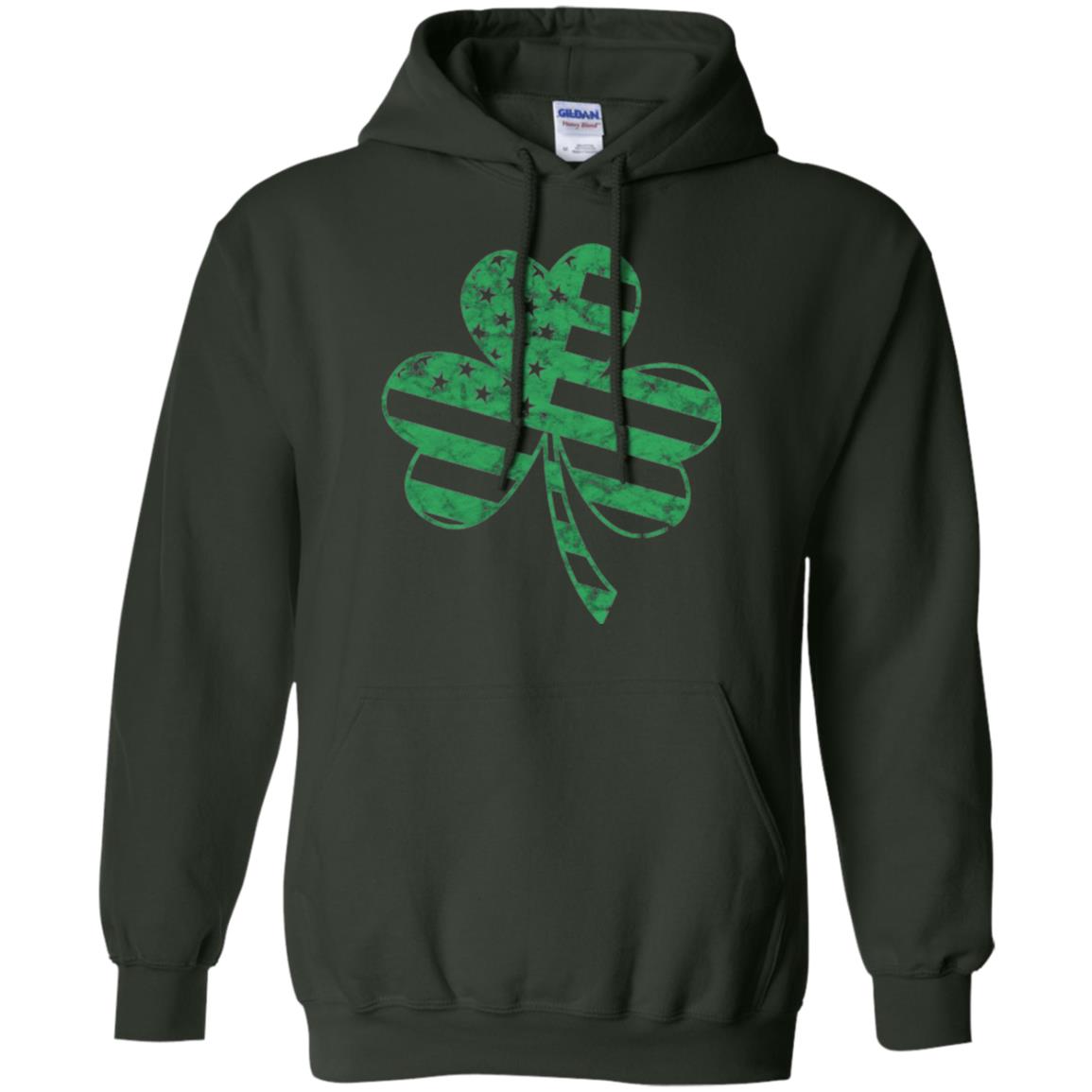 Irish American Flag Shamrock St. Patrick's Day T-shirt Forest Green